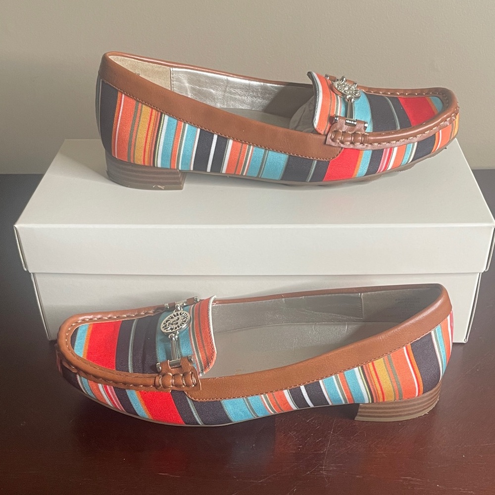 Anne Klein Multicolor Striped Loafers